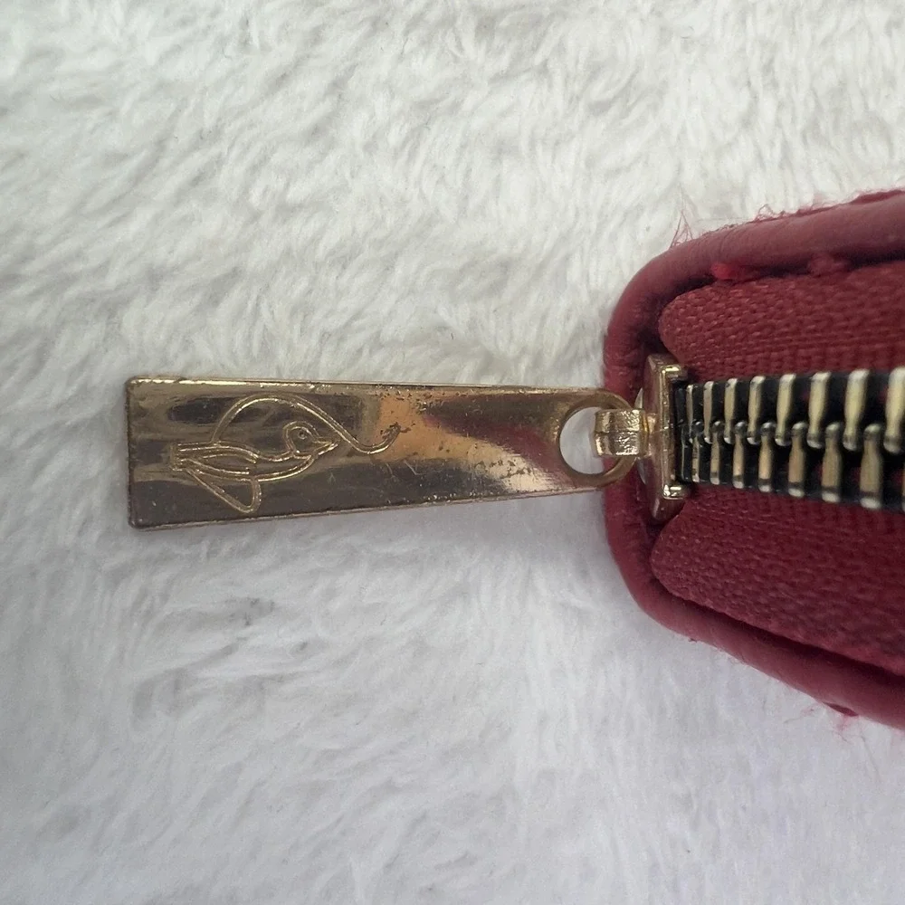 Baby Phat Wallet Womens One Size Red Zip Around‎ Checkbook Cat Logo Faux Leather